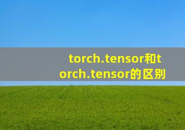 torch.tensor和torch.tensor的区别