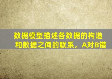 数据模型描述各数据的构造和数据之间的联系。A对B错