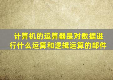 计算机的运算器是对数据进行什么运算和逻辑运算的部件